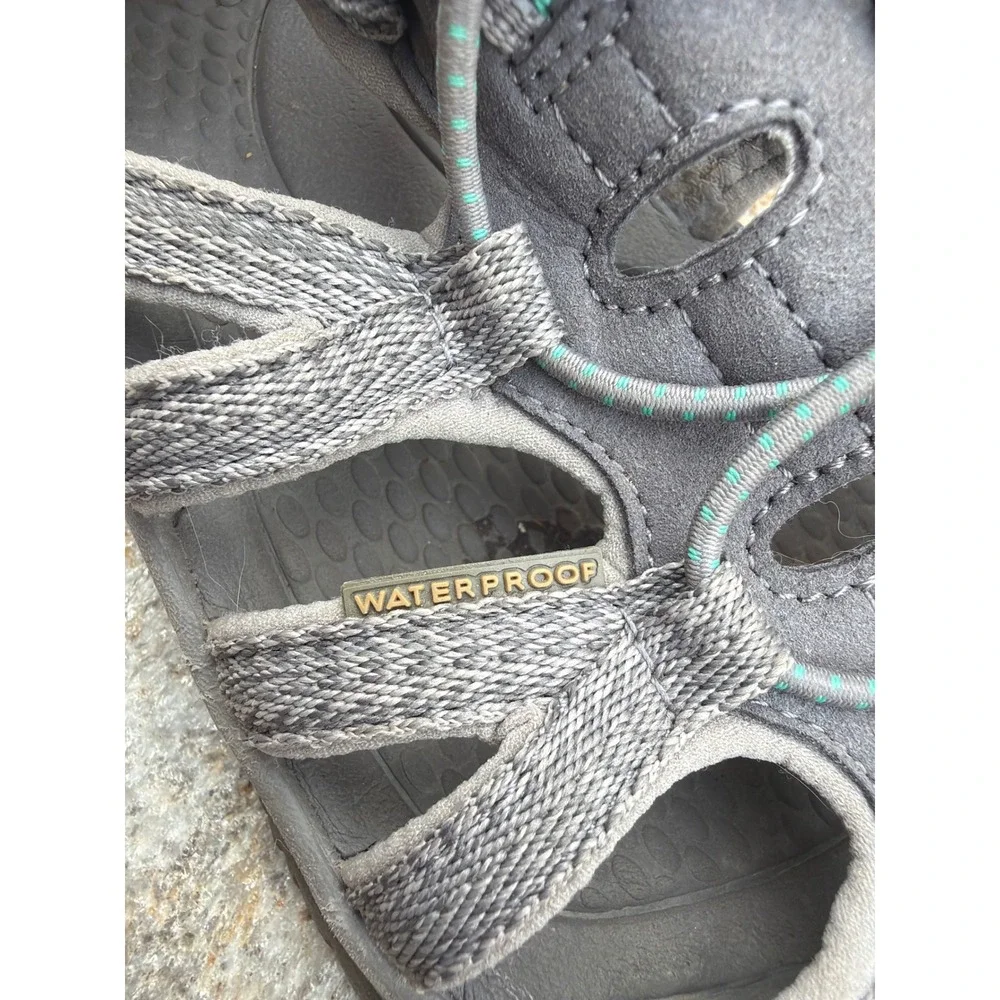Keen Whisper Sandals Womens 8 Grey Teal Waterproof Hiking Water Shoes 1022814